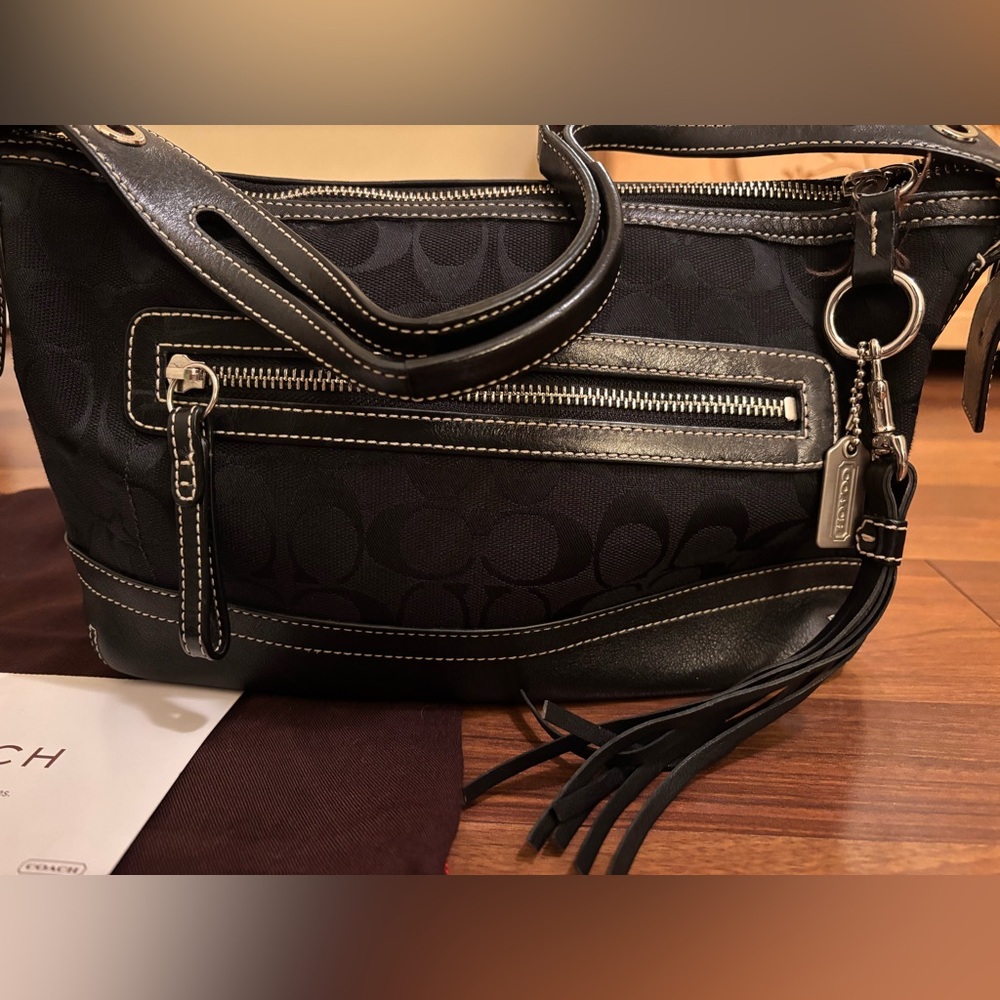 Coach Black Shoulder Bag with Tassel - Picture 2 of 5